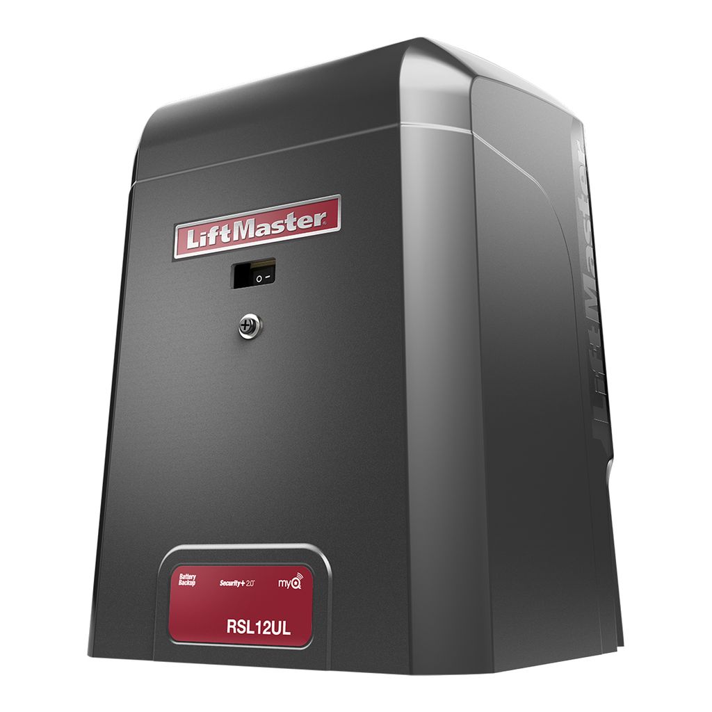 LiftMaster RSL12UL slide gate operator, opposite three-quarter view