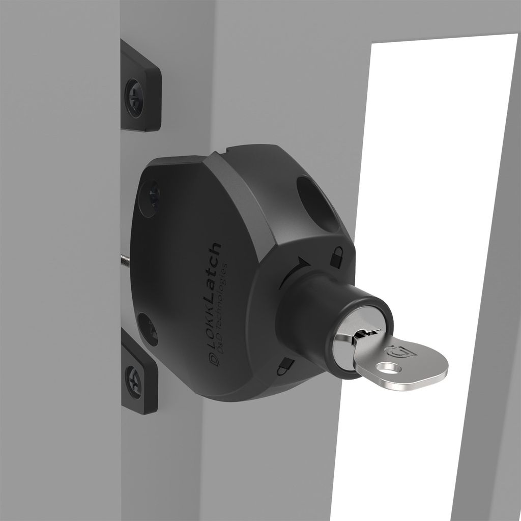 External Access Button with key lock mounted on a square fence post
