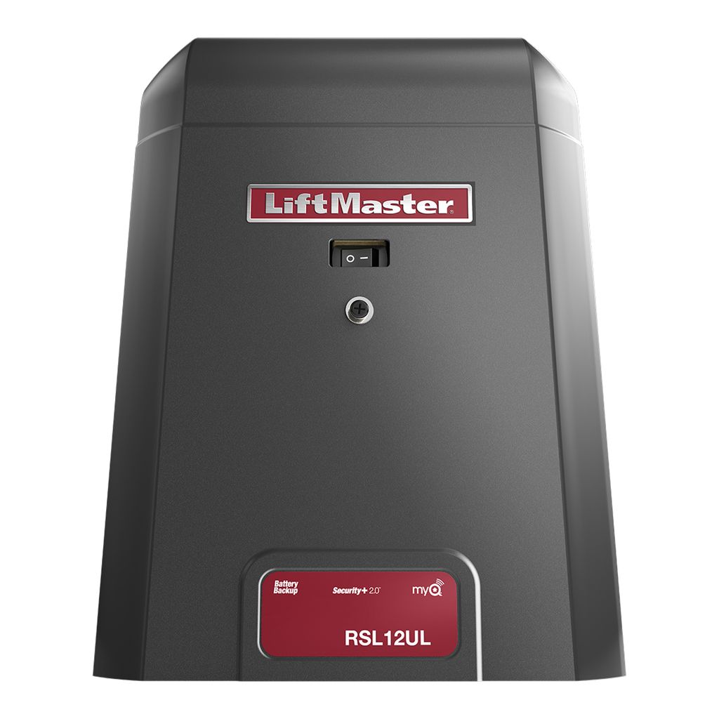 LiftMaster RSL12UL front view with battery backup, Security+ 2.0 and myQ badge