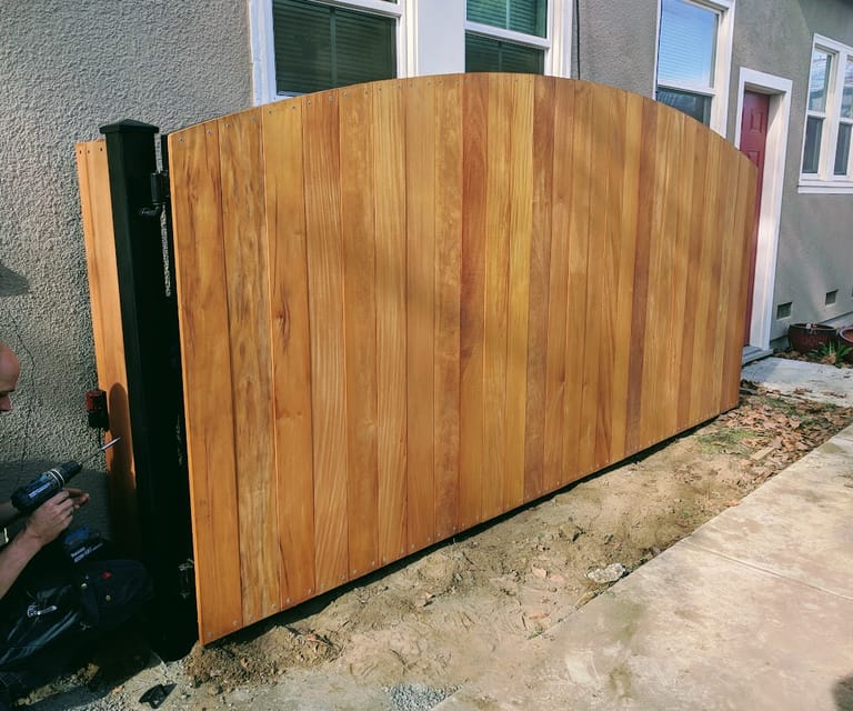 Wood driveway gates